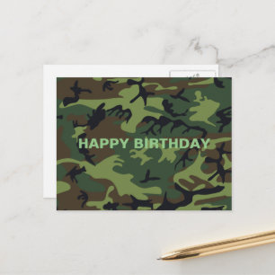 Military Green Camouflage Happy Birthday Postkarte
