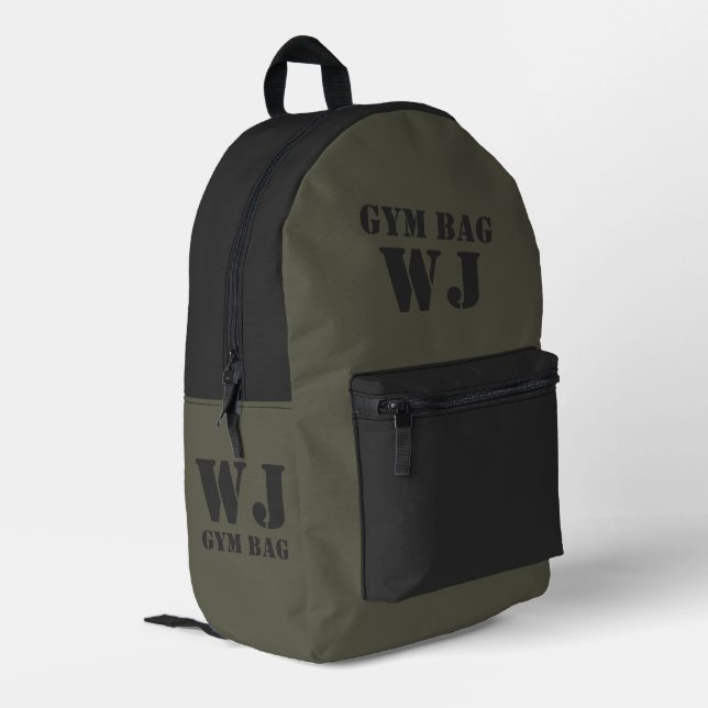Military Green Gym Bag Custom Name Bedruckter Rucksack (Rückseitige Ecke links)