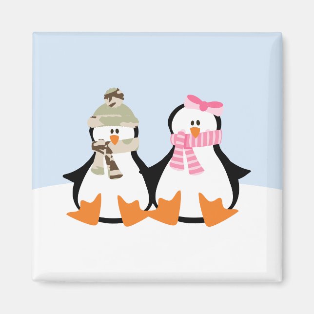 Military Penguin Couple Magnet (Vorne)