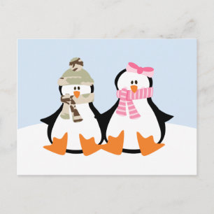 Military Penguin Couple Postkarte
