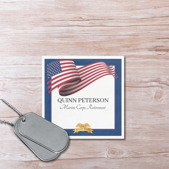 Military Retirement Flag Gold Crest Elegant Serviette (Von Creator hochgeladen)