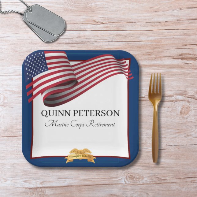 Military Retirement Flag Gold Crest Pappteller (Von Creator hochgeladen)