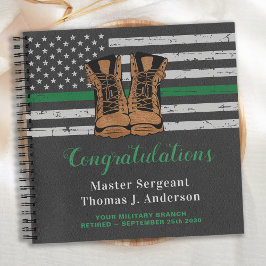 Military Retirement Guest Thin Green Line Leather Notizbuch