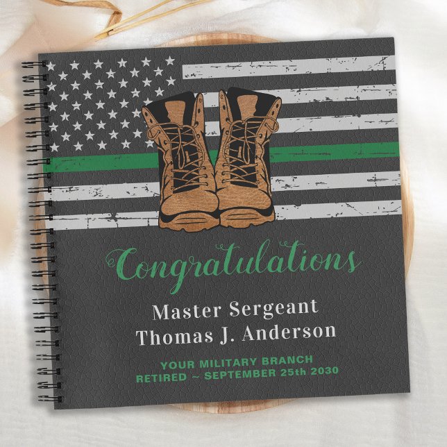Military Retirement Guest Thin Green Line Leather Notizbuch (Von Creator hochgeladen)