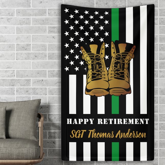 Military Retirement Personalized Thin Green Line  Banner (Von Creator hochgeladen)