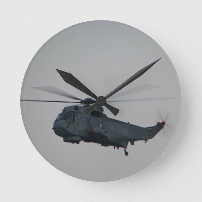 Military Sea King Helicopter Runde Wanduhr (Vorderseite)