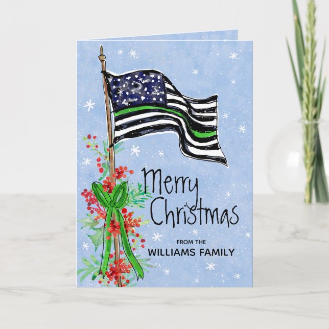 Military Thin Green Line Flag Frohe Weihnachten (Vorderseite)