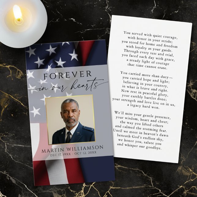 Military USA Flag Photo Memorial Prayer Card (Von Creator hochgeladen)