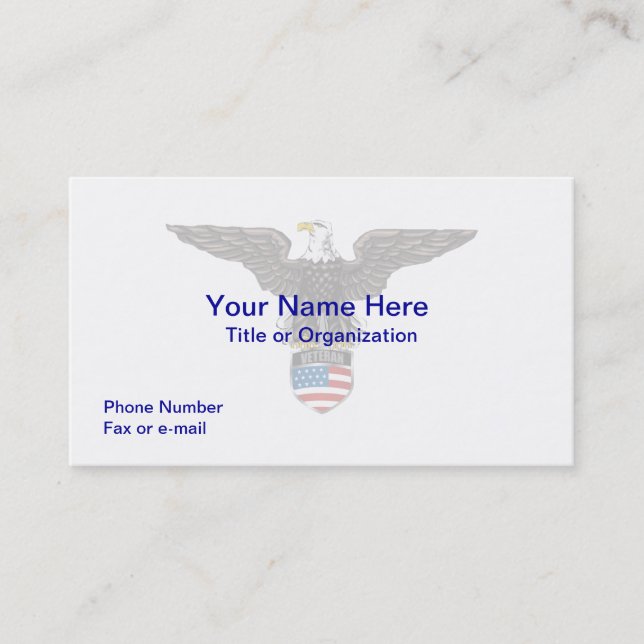 Military Veteran Eagle Business Card Visitenkarte (Vorderseite)