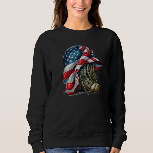 Military Veteran Patriotic American Flag  10 Sweatshirt (Vorderseite)