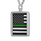 Military & Veterans-amerikanische Flagge mit dünne Sterling Silberkette (Vorderseite rechts)