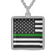 Military & Veterans-amerikanische Flagge mit dünne Sterling Silberkette (Vorderseite)