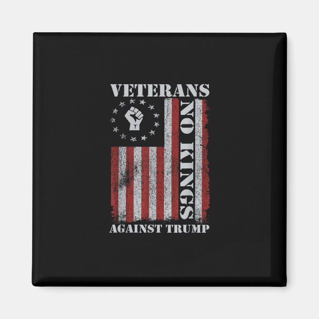 Military Veterans Protest USA Flag No Kings Americ Magnet (Vorne)