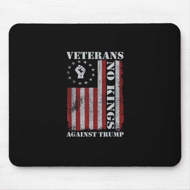 Military Veterans Protest USA Flag No Kings Americ Mousepad (Vorne)