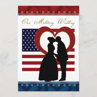 Military Wedding Invitation Silhouette Flag Heart Einladung