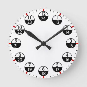 Militärzeit 24 Stunden Runde Wanduhr