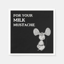 Milk and Cookie Mustache Mouse First Birthday Serviette