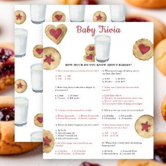 Milk and cookies Baby shower Baby trivia game