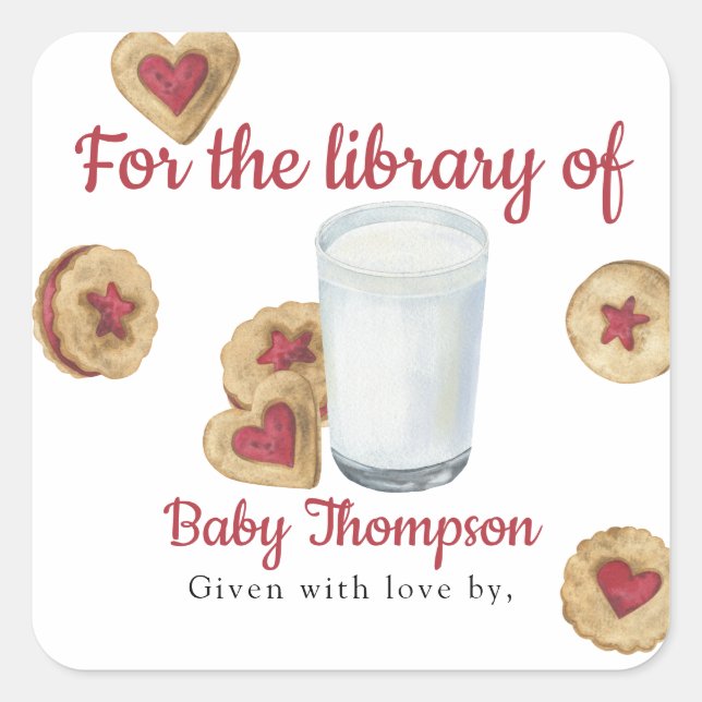 Milk and Cookies For the library of Quadratischer Aufkleber (Vorderseite)