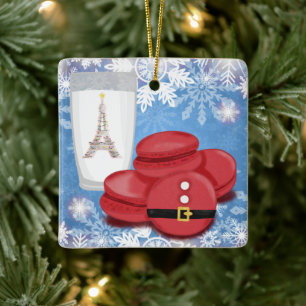 Milk and Cookies French Macarons Eiffel Tower Keramikornament