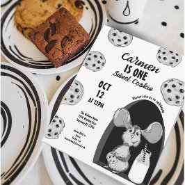 Milk and Cookies Mouse Sweet First Birthday Einladung