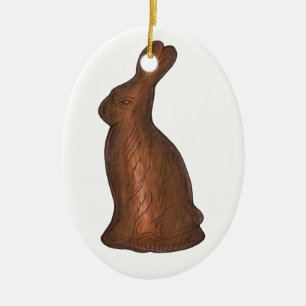 Milk Chocolate Bunny Rabbit Easter Basket Candy Keramik Ornament