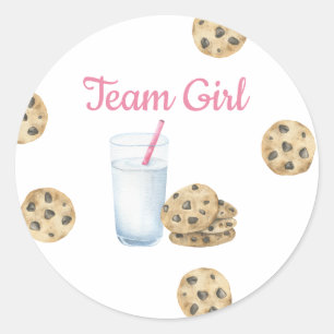 Milk & Cookies Geschlechterenthüllung - Team Mädch Runder Aufkleber