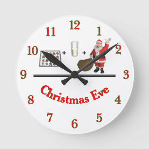 Milk + Cookies + Santa = Christmas Eve Numbered Runde Wanduhr