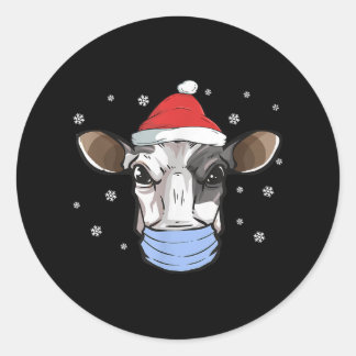 Milk Cow Santa Face Mask Dairy Christmas Runder Aufkleber