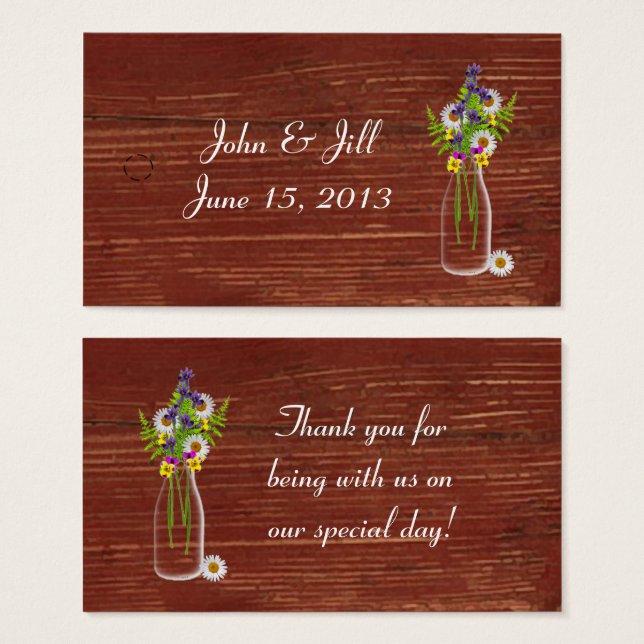 Milk Jar von Wildblumen Wedding Hang Tag (Vorne & Hinten)