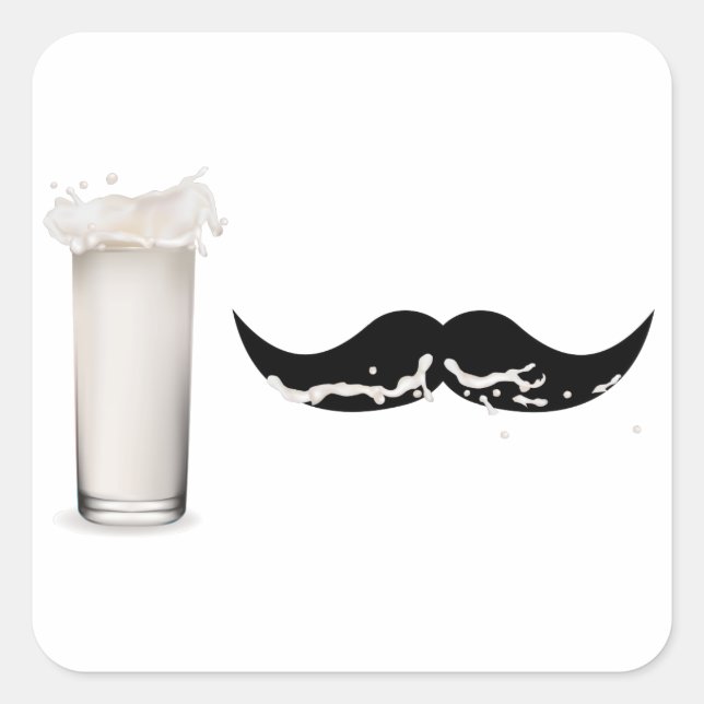 Milk Mustache Quadratischer Aufkleber (Vorderseite)