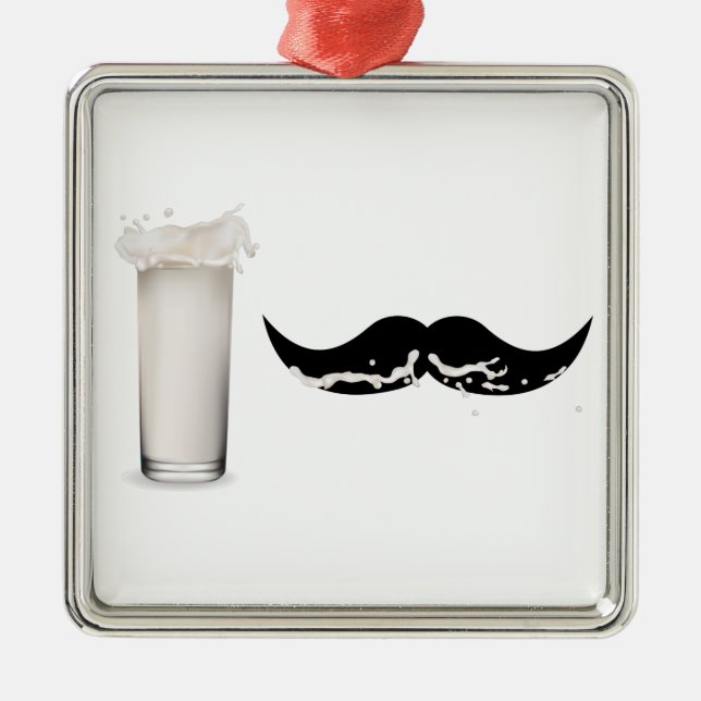 Milk Mustache Silbernes Ornament (Vorne)