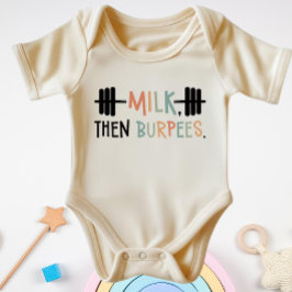 Milk Then Burpees Funny Fitness Gym Baby Strampler