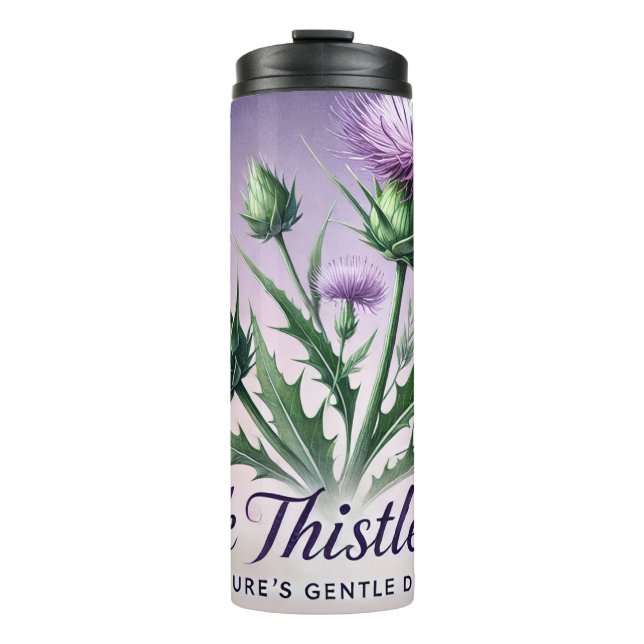Milk Thistle Tee Design Kunst Thermosbecher (Vorderseite)