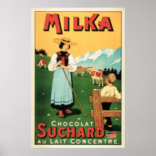 MILKA CHOCOLAT SUCHARD Schweizer Milch Schokoladen Poster