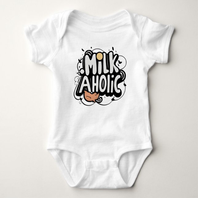 Milkaholic Funny Baby Strampler (Vorderseite)