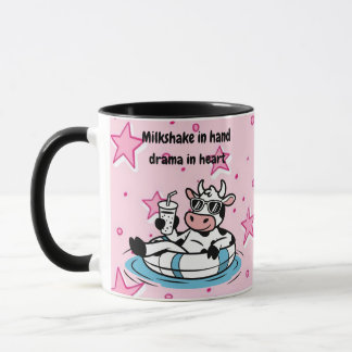 Milkshake in Hand, Drama in Heart | Cool Cow Funny Tasse