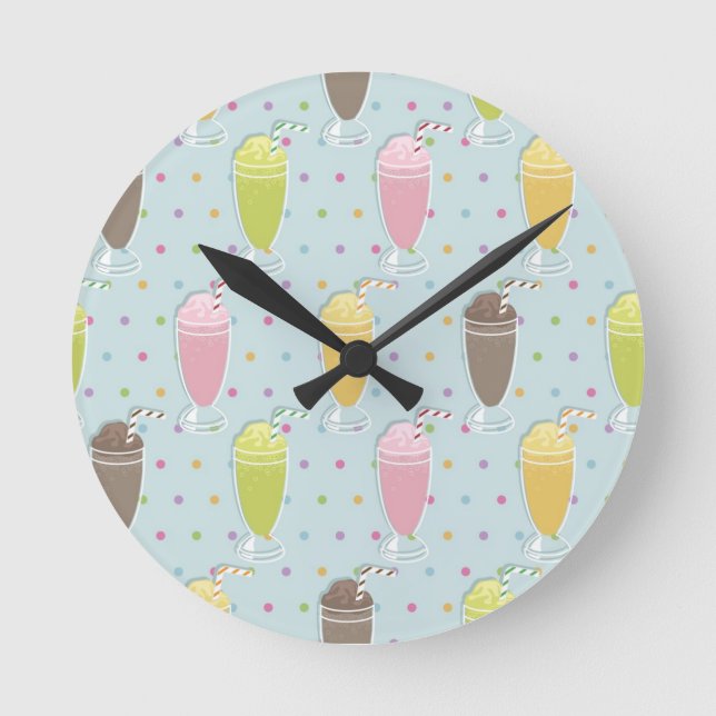 Milkshake Pattern Runde Wanduhr (Vorderseite)