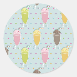 Milkshake Pattern Runder Aufkleber