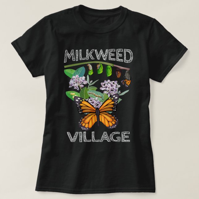 Milkweed Village Monarch Butterfly Metamorphose T-Shirt (Design vorne)