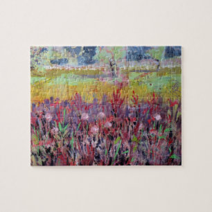 Milkweed-Wiese-Malerei / Künstler Larry Lerew Puzzle