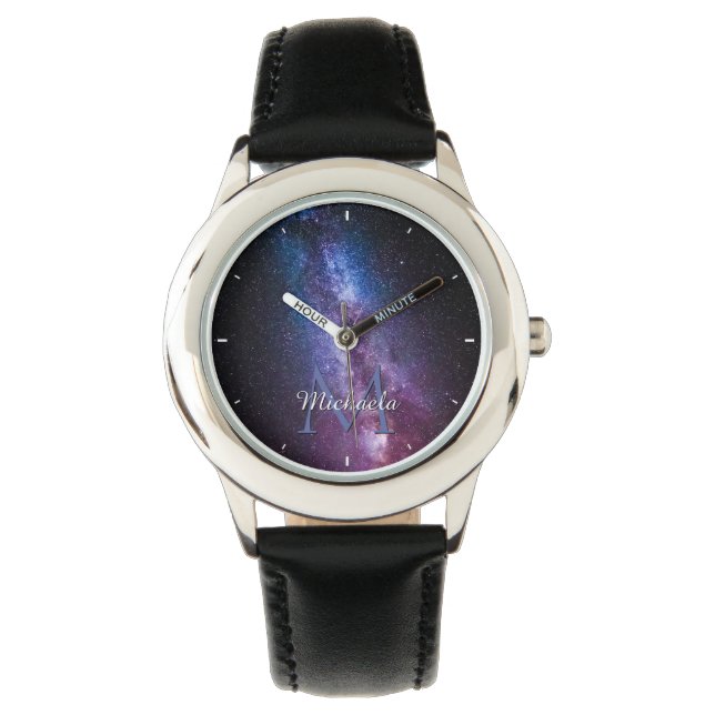 Milky way bright colors personalizable monogram armbanduhr (Vorderseite)