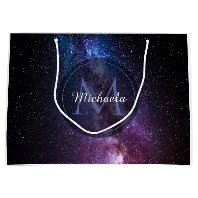 Milky way bright colors personalizable monogram große geschenktüte (Vorderseite)