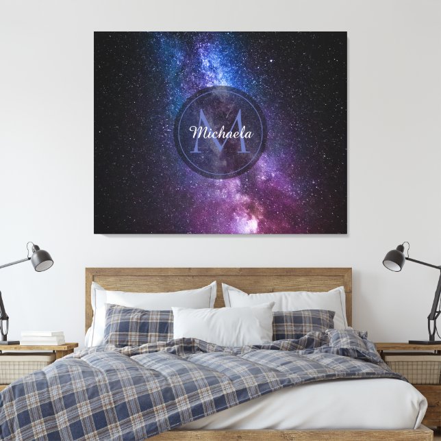 Milky way bright colors personalizable monogram leinwanddruck (Insitu (Schlafzimmer))
