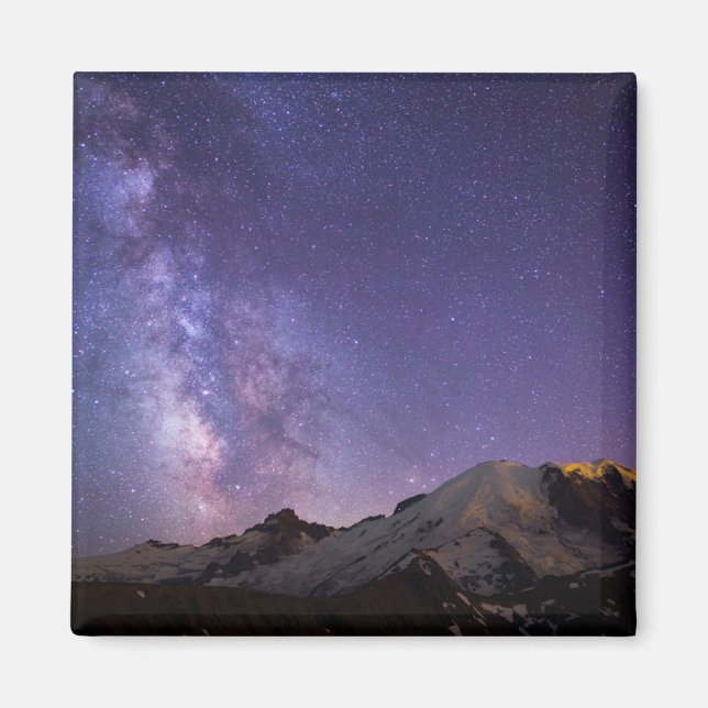 Milky Way & Mt. Rainier | Washingtoner Staat Magnet (Vorne)