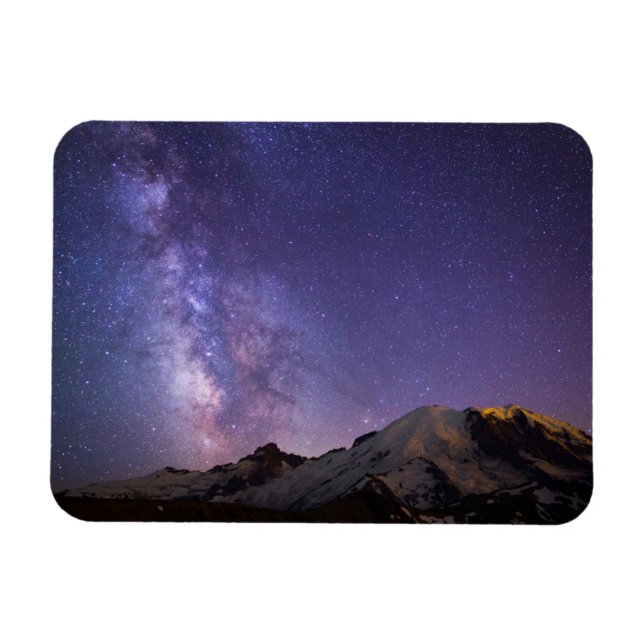 Milky Way & Mt. Rainier | Washingtoner Staat Magnet (Horizontal)