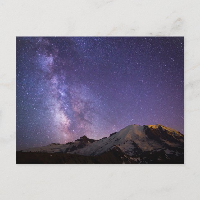 Milky Way & Mt. Rainier | Washingtoner Staat Postkarte (Vorderseite)