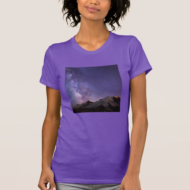 Milky Way & Mt. Rainier | Washingtoner Staat T-Shirt (Vorderseite)