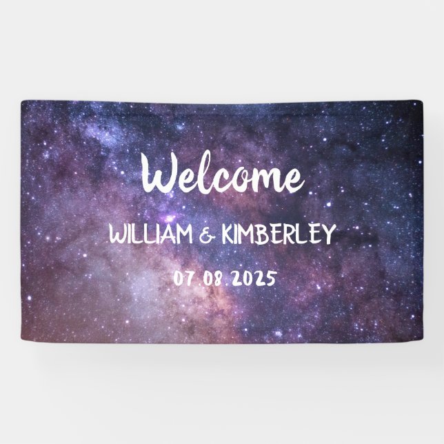 Milky Way Stars Sky Galaxy Elegante Hochzeit Banner (Horizontal)
