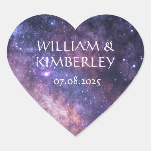 Milky Way Stars Sky Galaxy Elegante Hochzeit Herz-Aufkleber